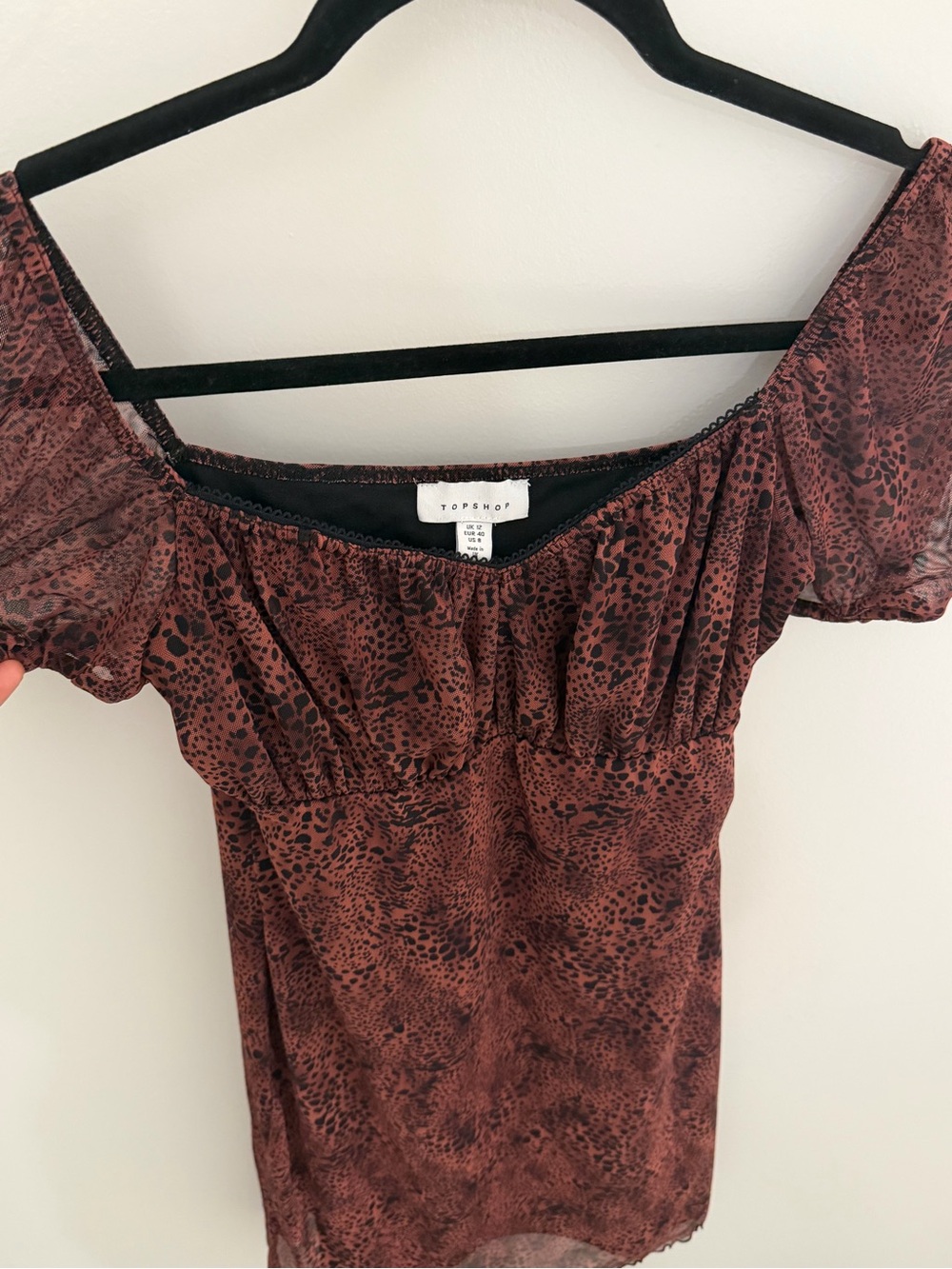 Topshop Brown Animal-Print One-Shoulder Dress